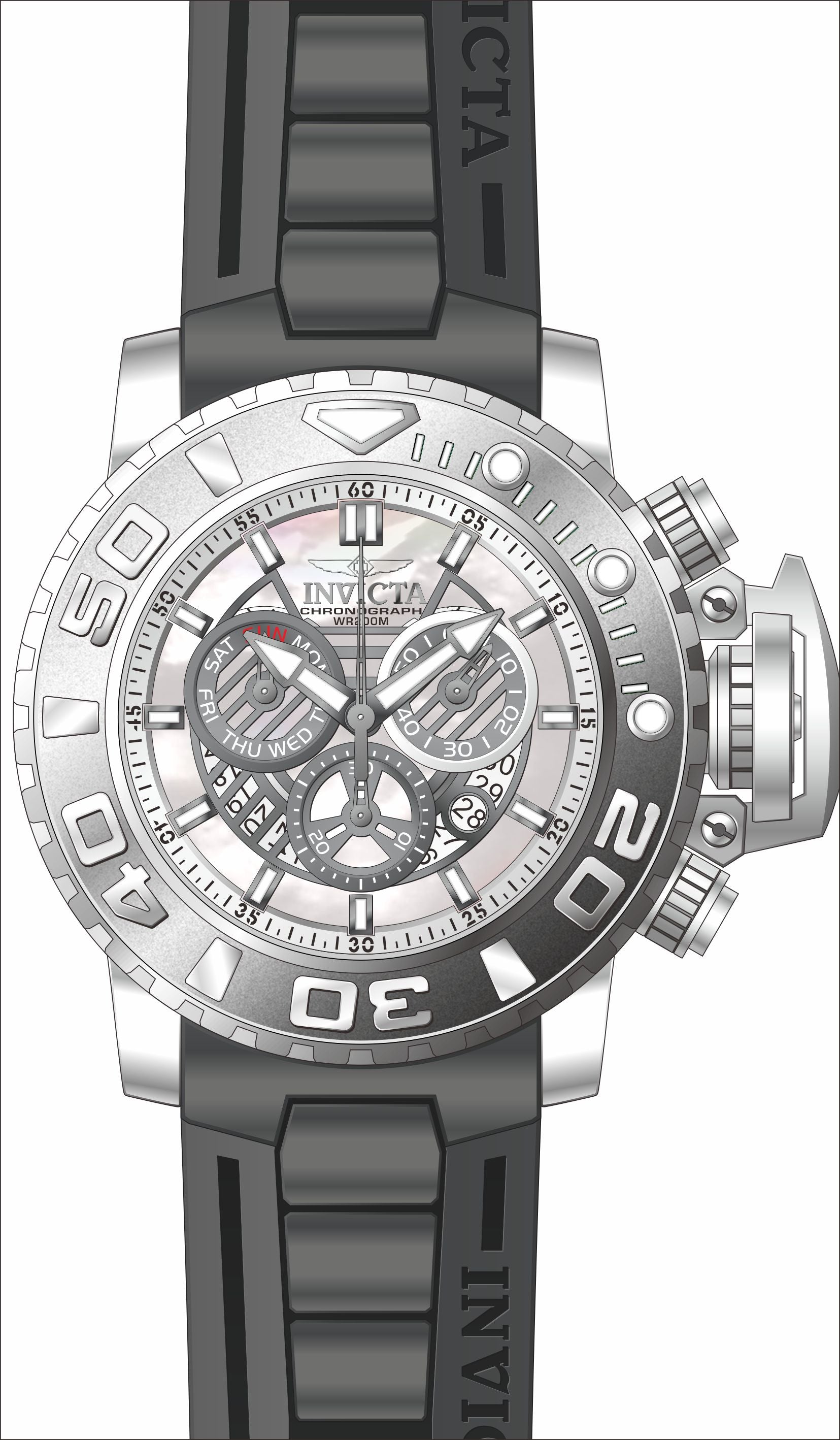 Band for Invicta Sea Hunter Men 32636