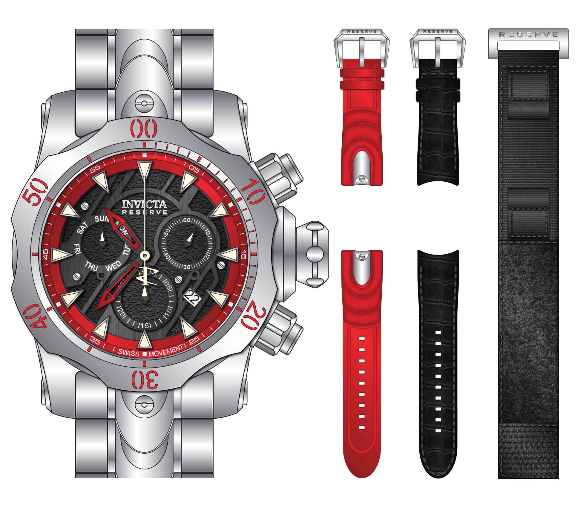 Band for Invicta Reserve Venom Men Platinum Label 32945