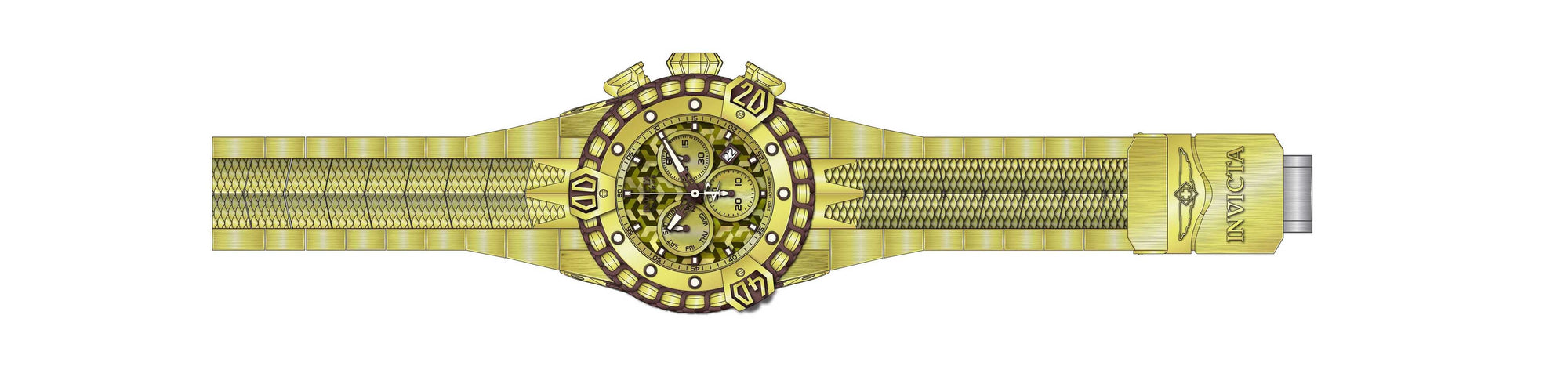 Band for Invicta Reserve Poseidon Men Gold Label 36596