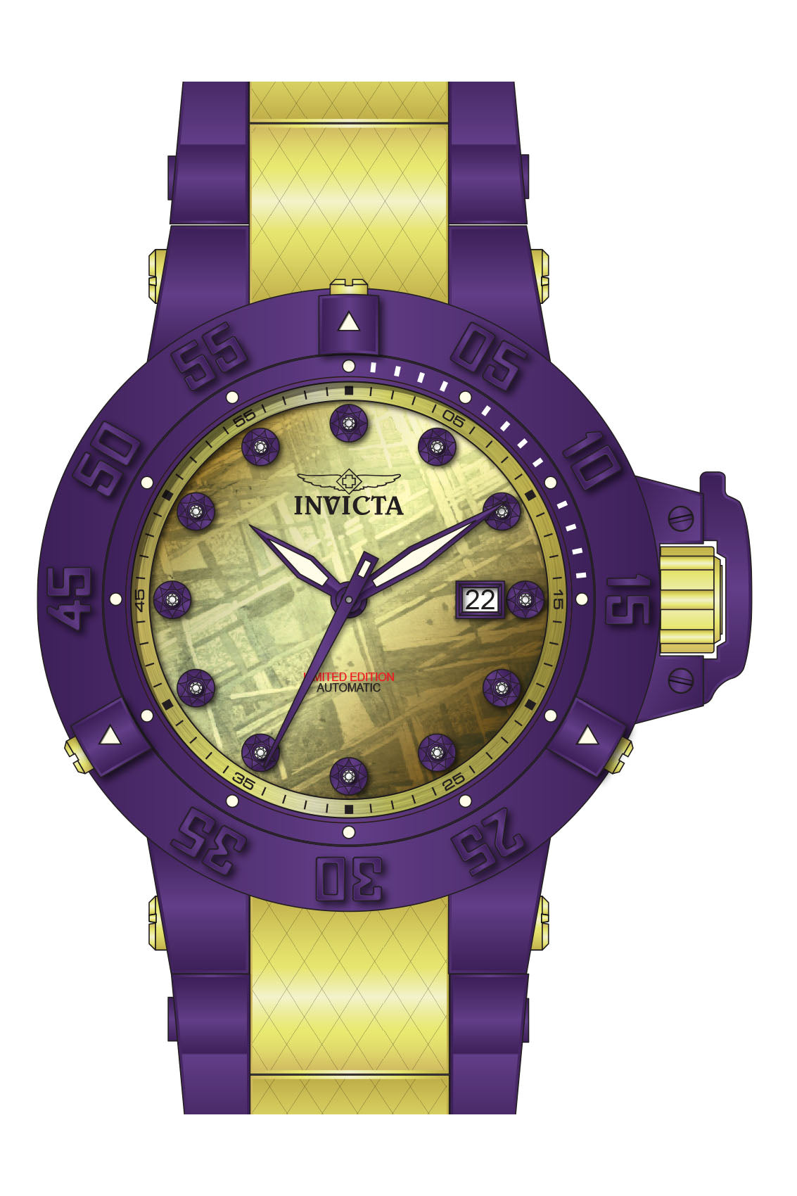 Band for Invicta Subaqua Noma III Men Purple Label 39069
