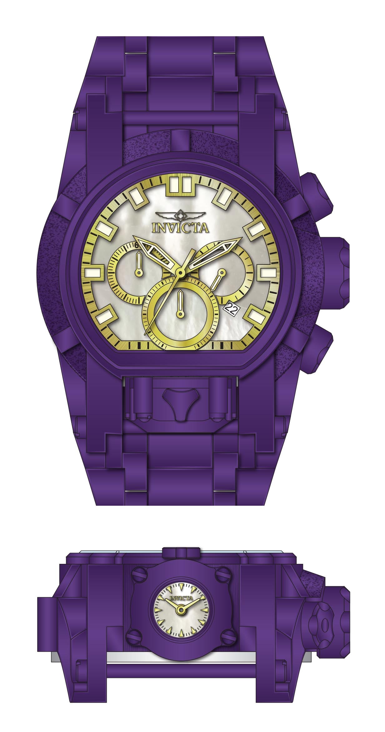 Band for Invicta Reserve Reserve Bolt Zeus Magnum Men 39273